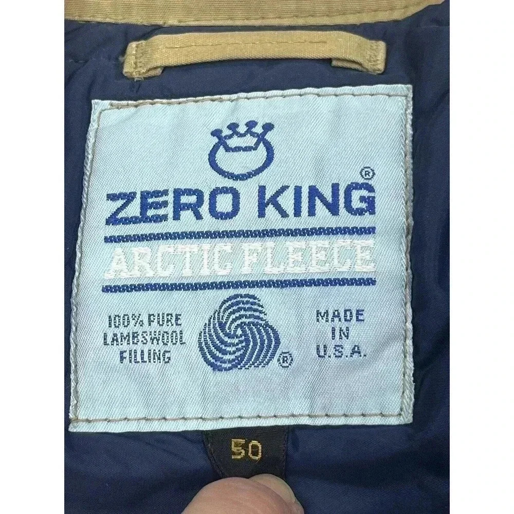 Sz 50 Vintage ZERO KING Arctic Fleece Wool Lambswool Hooded Parka Coat Jacket - Picture 2 of 9